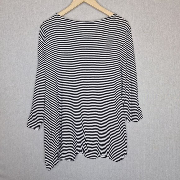 💙 Chicos Striped Ultimate Tee with Pockets Cotton Size XL/2X Comfy Relaxed Fit - Picture 7 of 8